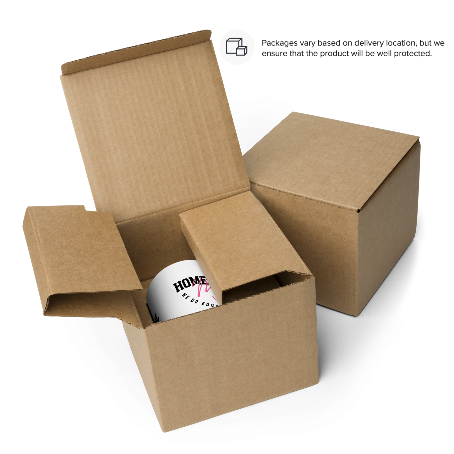 'Homeschool Mom' 15oz white mug with black handle (packaging)
