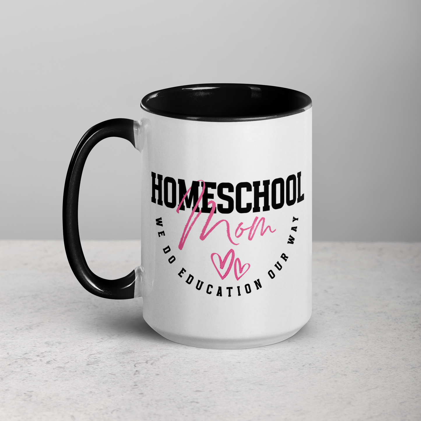 'Homeschool Mom' 15oz white mug with black handle