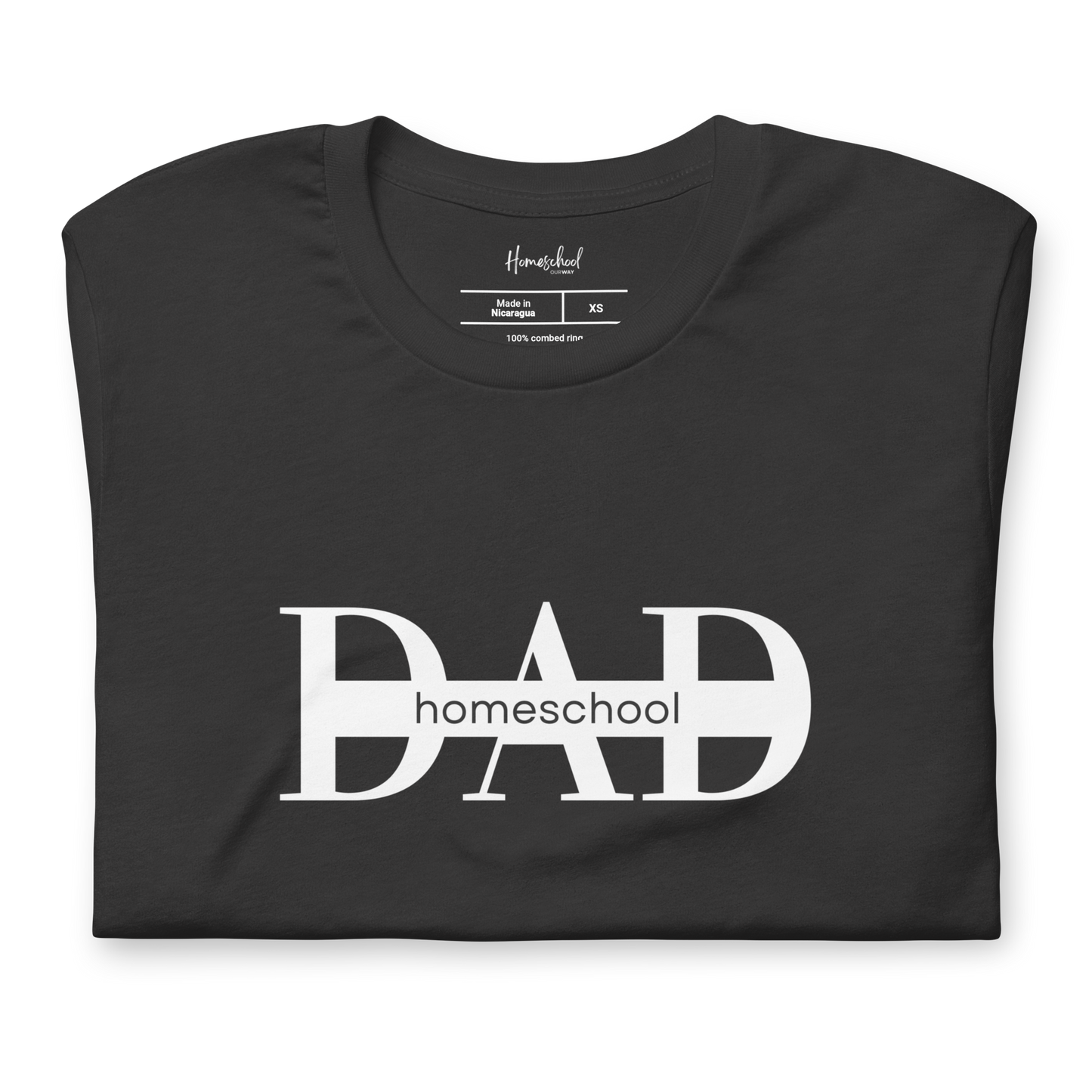 Folded dark gray 'Homeschool Dad' t-shirt