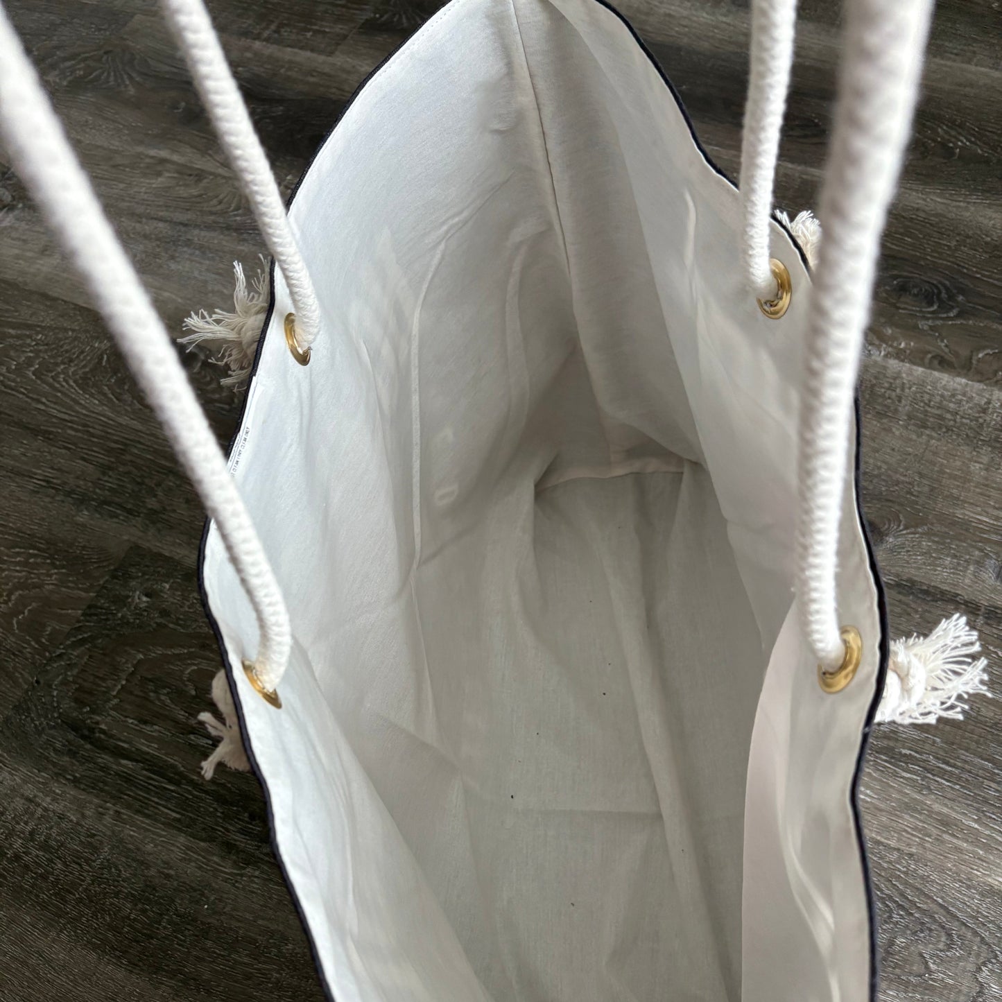 Black 'Homeschool Mom' weekender bag (inside)
