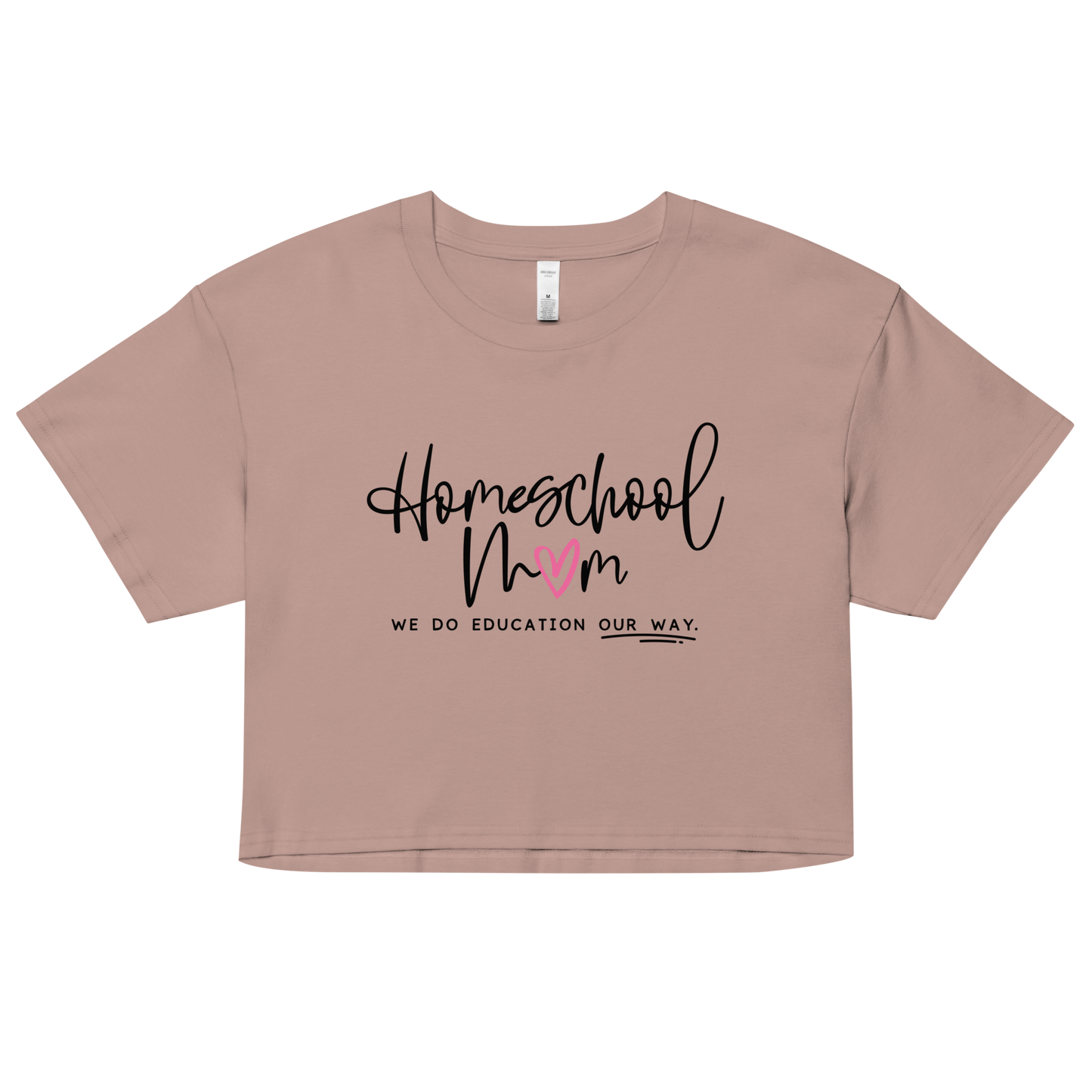 Women's hazy pink 'Homeschool Mom' cropped t-shirt