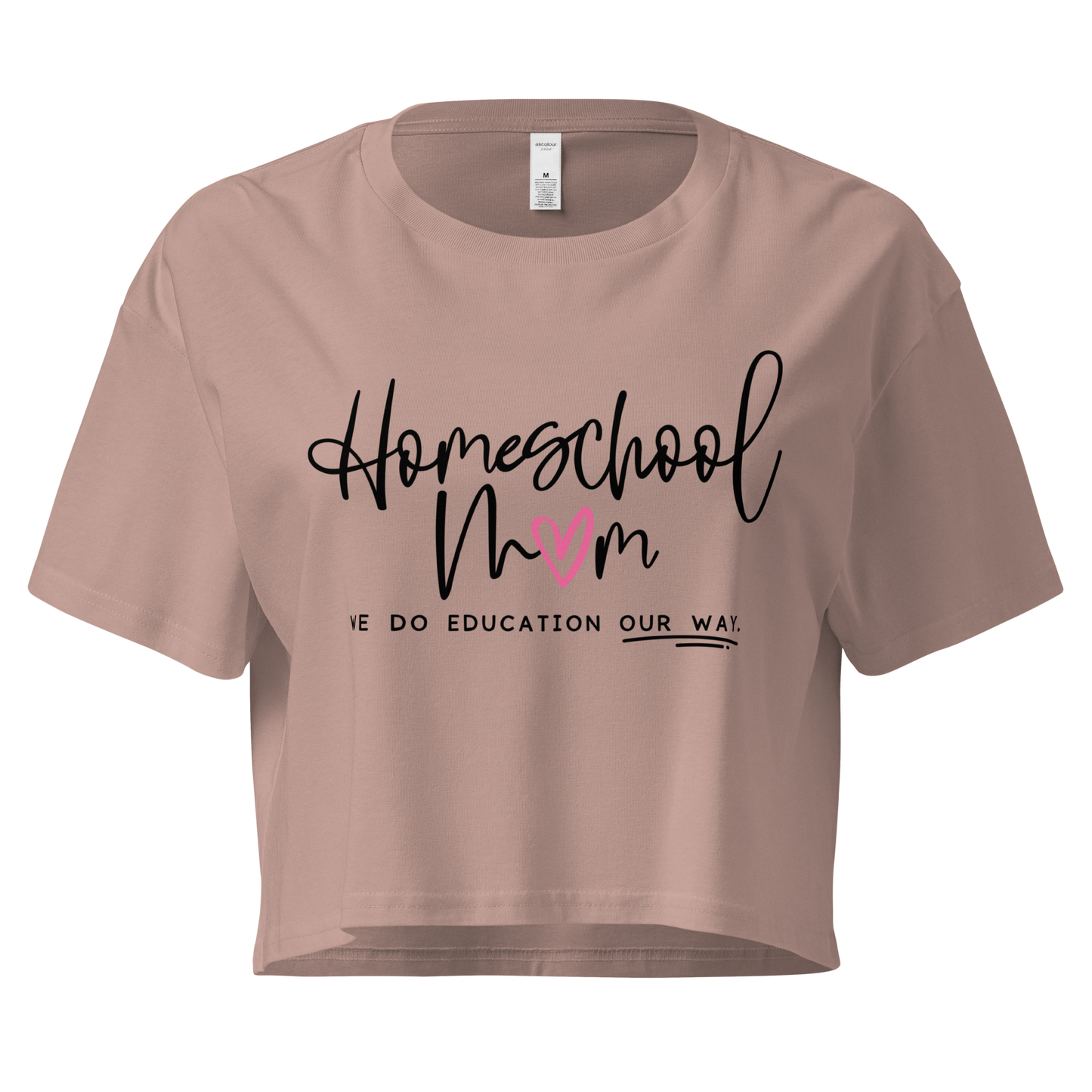Women's hazy pink 'Homeschool Mom' cropped t-shirt
