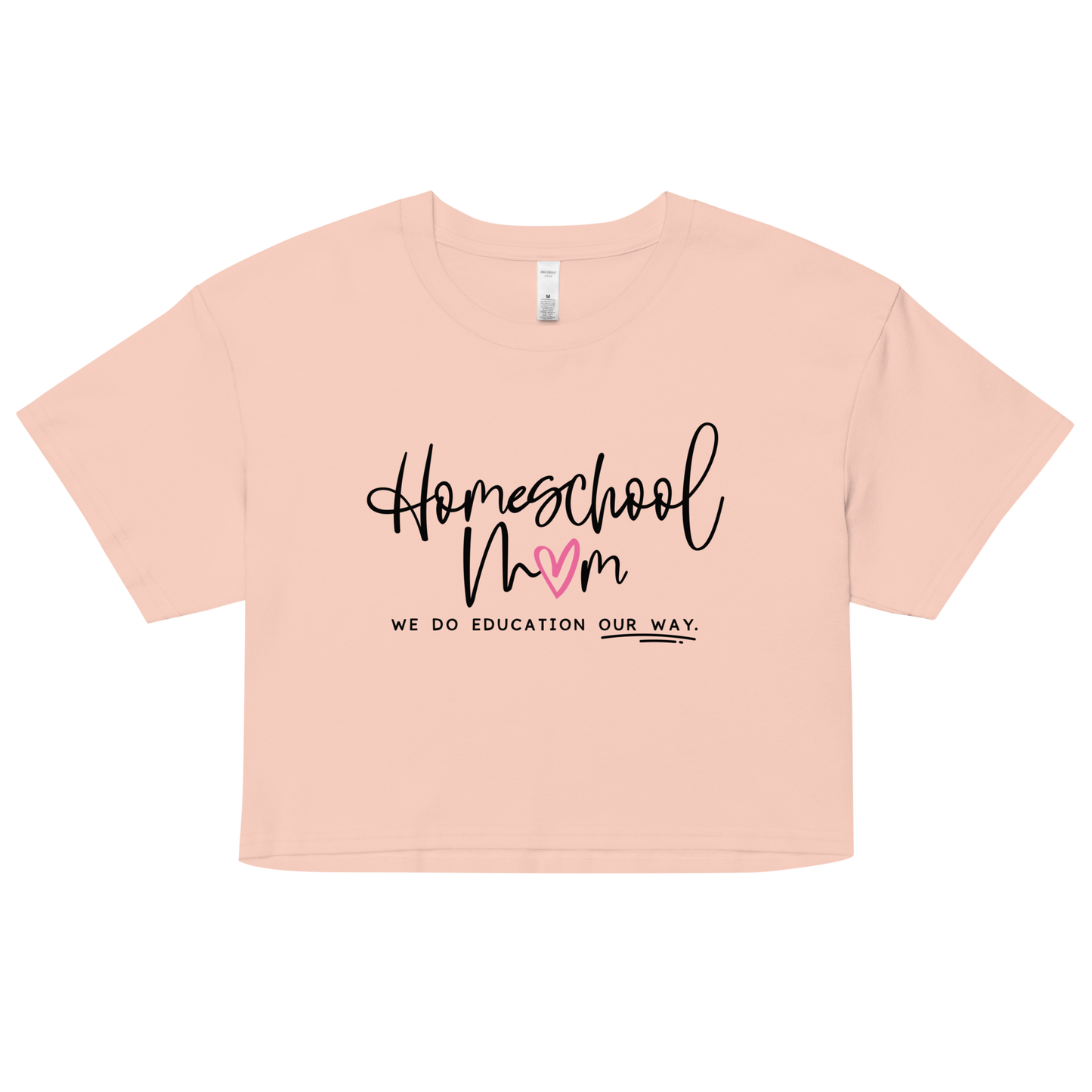 Women's pale pink 'Homeschool Mom' cropped t-shirt