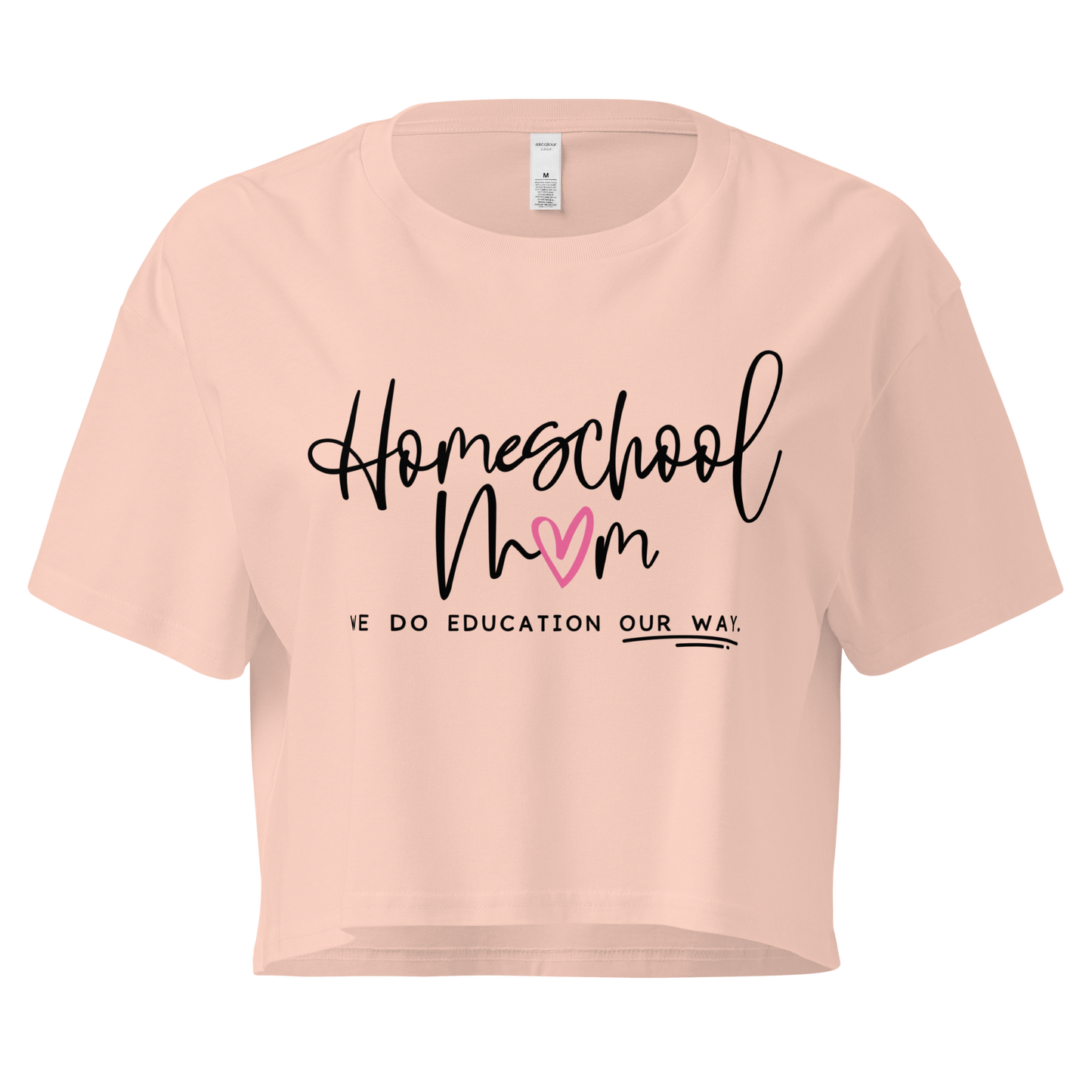Women's pale pink 'Homeschool Mom' cropped t-shirt