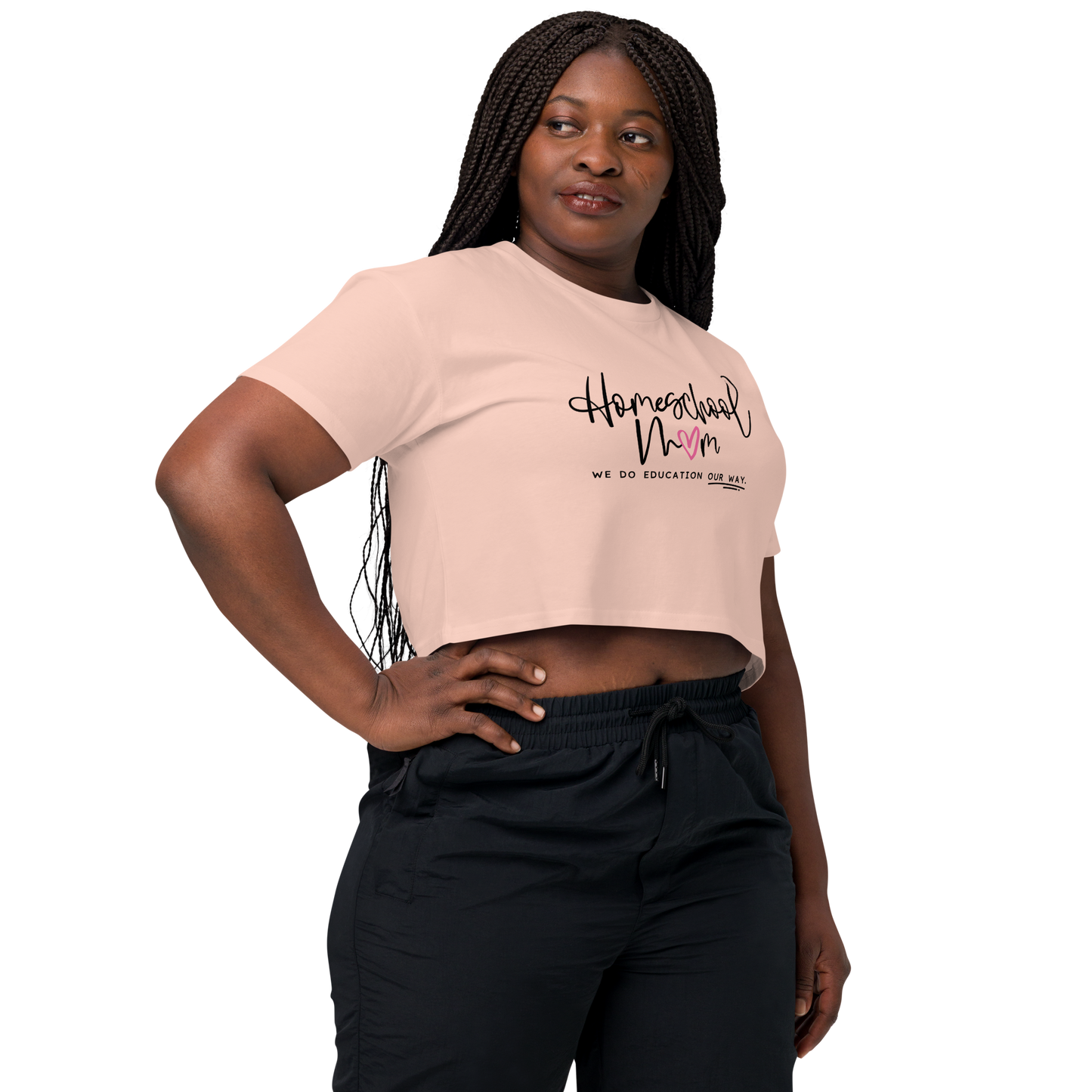 Women's pale pink 'Homeschool Mom' cropped t-shirt