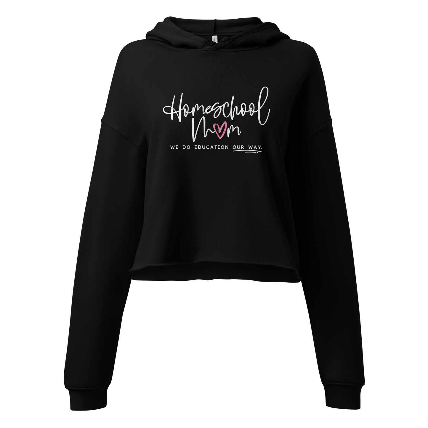 Women's Cropped Hoodie | Homeschool Mom (black, green)