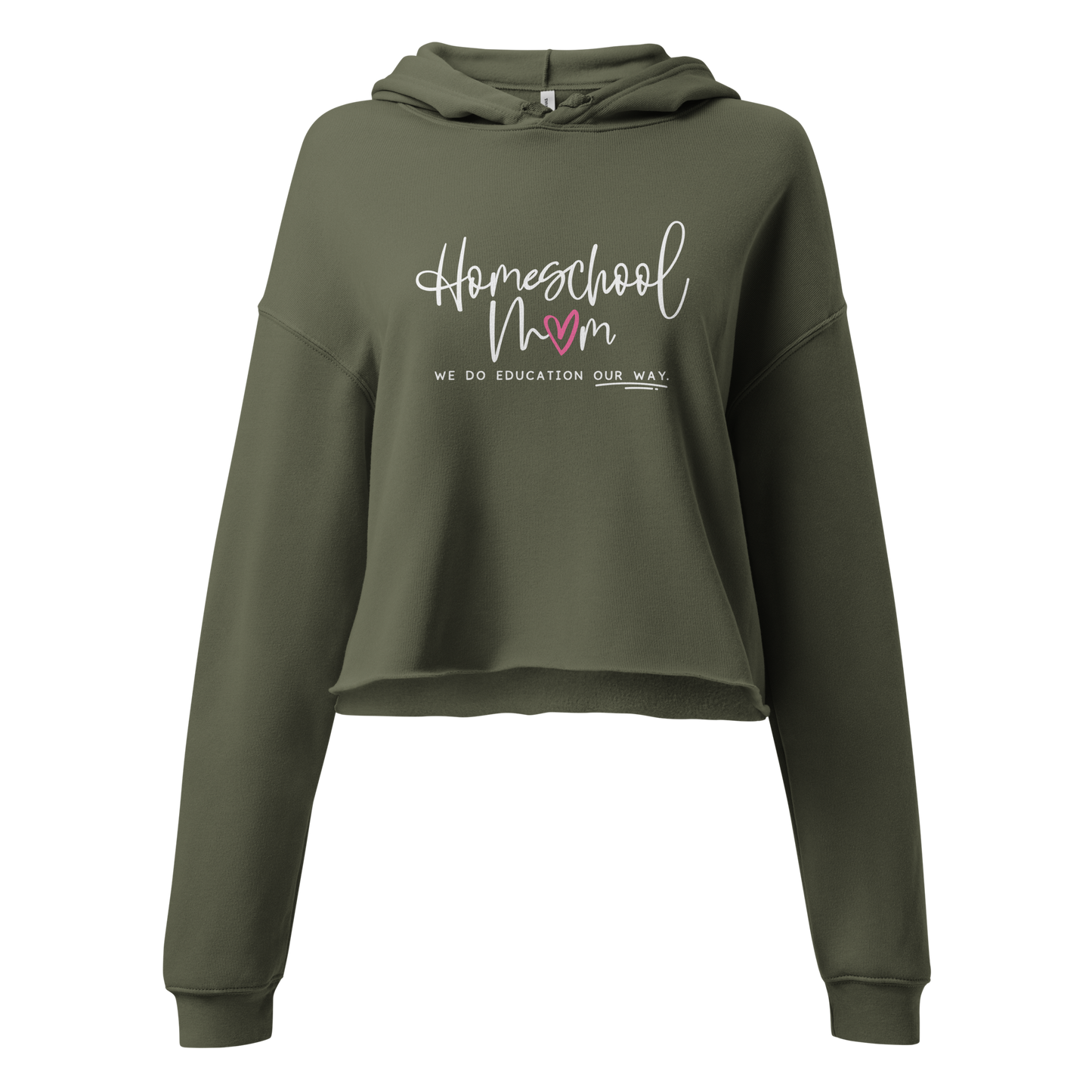 Women's Cropped Hoodie | Homeschool Mom (black, green)