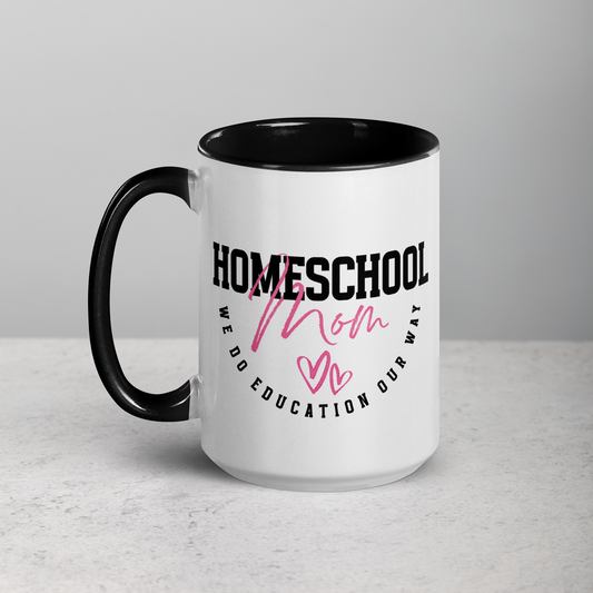 'Homeschool Mom' 15oz white mug with black handle  