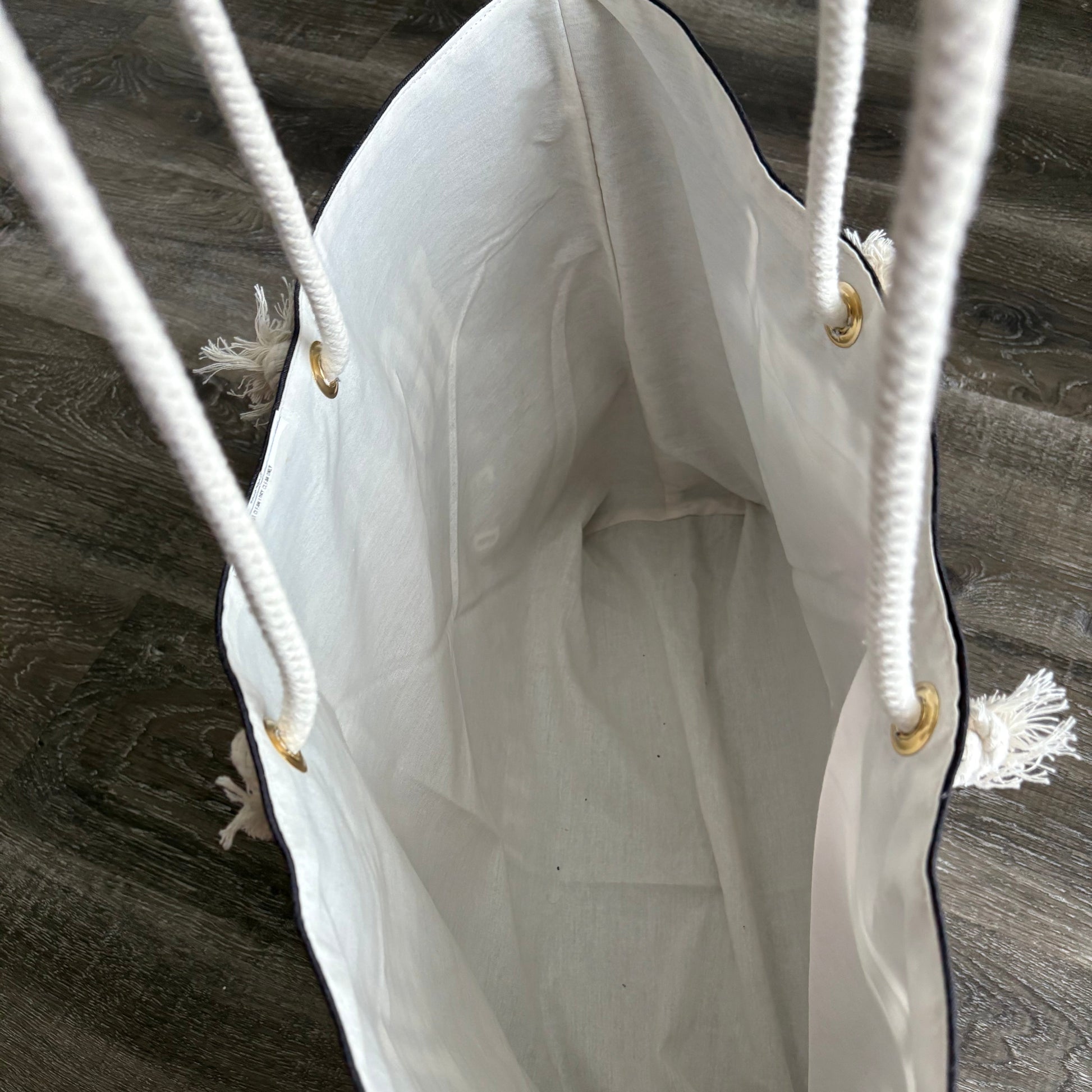 Black 'Homeschool Mom' weekender bag (inside)