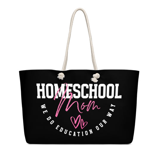 Black 'Homeschool Mom' weekender bag