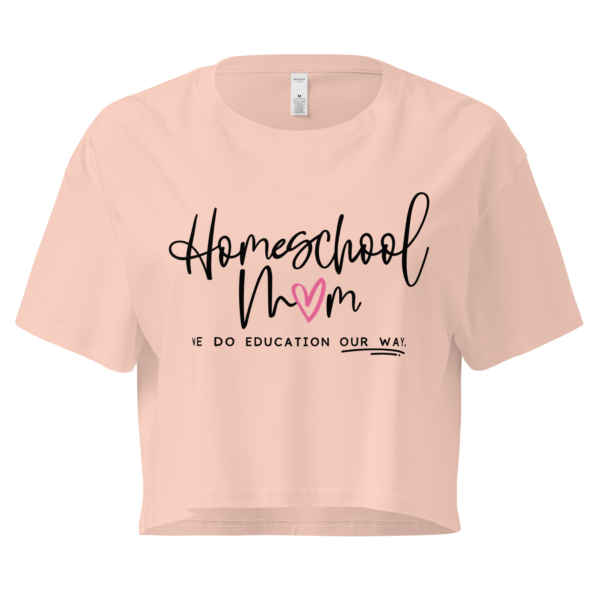 Women's pale pink 'Homeschool Mom' cropped t-shirt